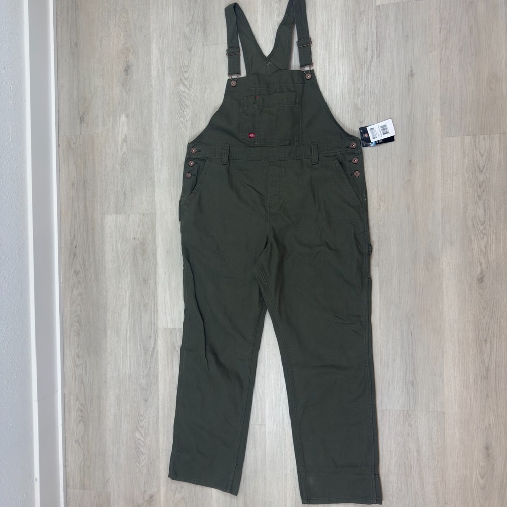 Dickies Womens Bib Overalls Relaxed Fit Size 20 Regular Moss Green